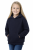 Bluza sportowa z kapturem i długim rękawem dziecięca dla chłopca i dziewczynki granatowa widok dziewczynki.png