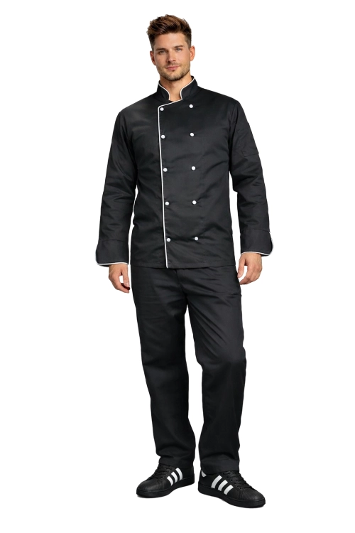 Profesjonalny zestaw szefa kuchni – czarny z biała lamówką.png