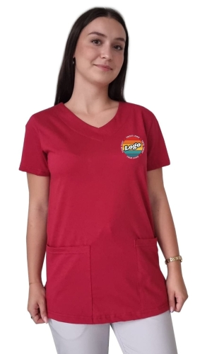 Bluza medyczna bordowa elastyczna bawełna z Twoim nadrukiem - kreator online damska.jpg