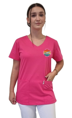 Bluza medyczna amarantowa elastyczna bawełna z Twoim nadrukiem - kreator online damska.jpg