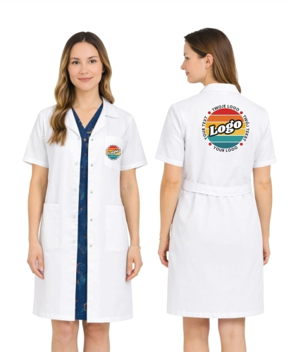 Fartuch laboratoryjny biały krótki rekaw z Twoim własnym nadrukiem kreator online.jpg