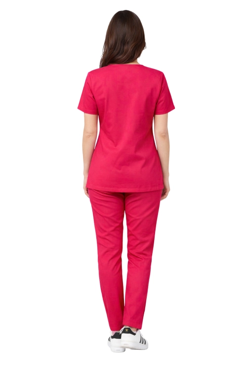 damski fartuch medyczny COMFORT FLEX amarantowy