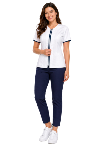 Komplet MEDICAL BEAUTY medyczny żakiet z granatową  lamówką i granatowe cygaretki