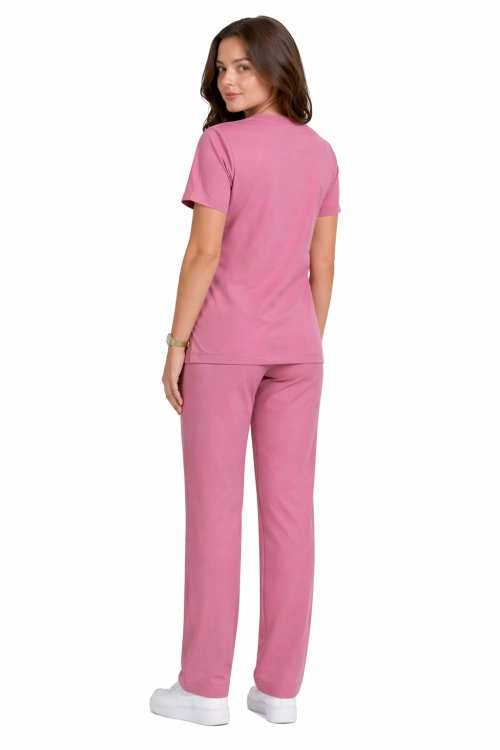 Komplet medyczny Casual  PREMIUM w kolorze brudny róż ,klasyczne proste spodnie