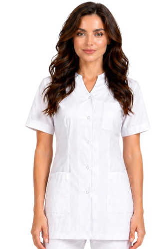 Żakiet medyczny damski biały  z białą lamówką