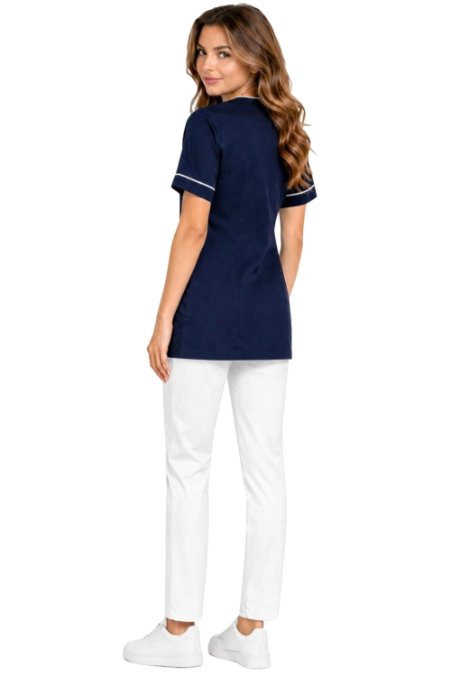 Damski komplet medyczny PHARMACY COMFORT granatowy  z białą lamówką