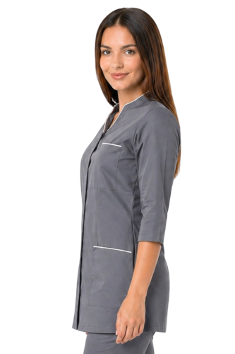 Damski żakiet medyczny z białą lamówką szary