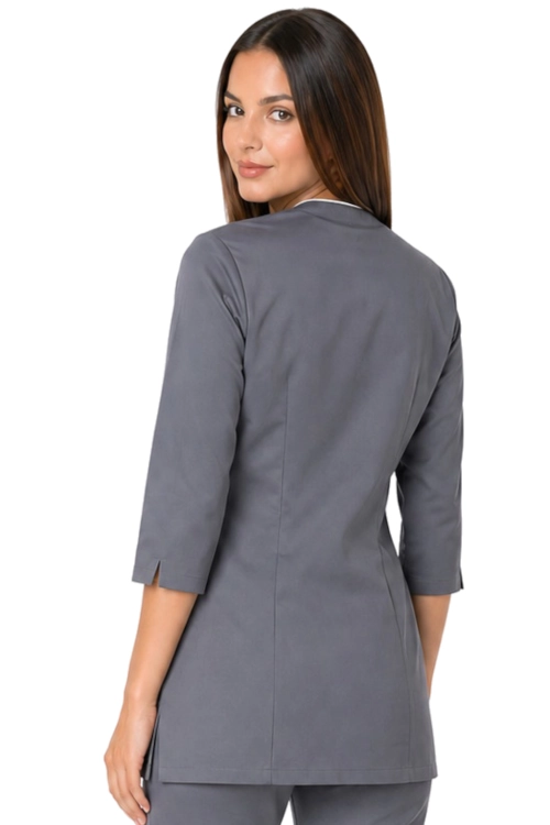 Medyczny żakiet damski szary z białą lamówką