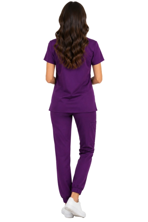 Damski komplet medyczny fioletowy  – scrubs CASUAL PREMIUM_tył.png