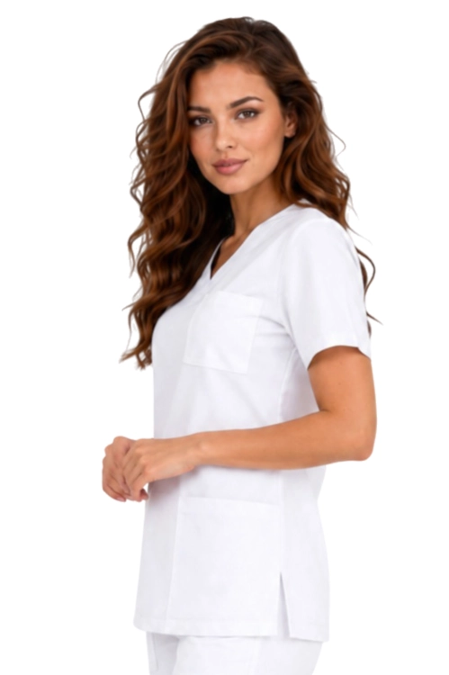 Casual Premium damska bluza medyczna biała_bok.png