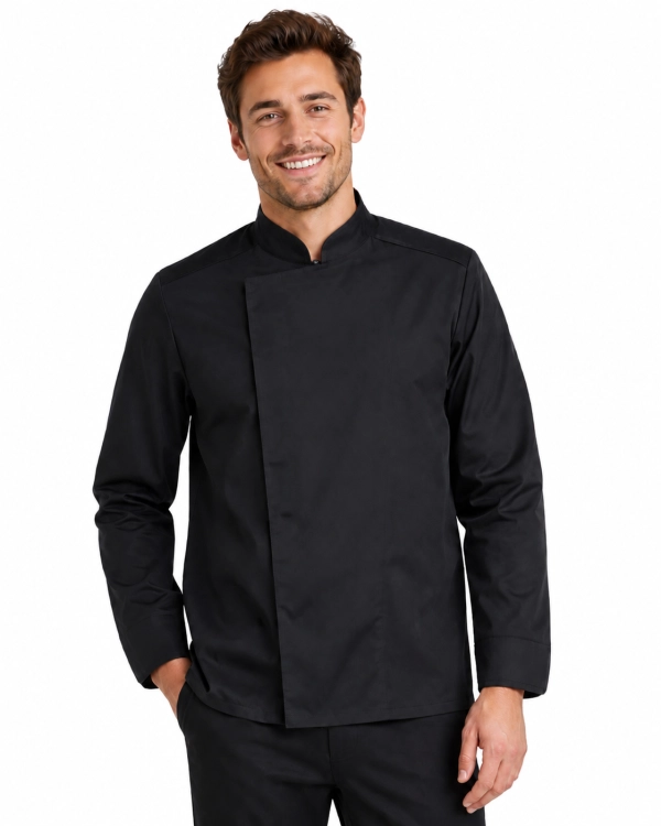 Bluza kucharska męska długi rekaw kolor czarny.png