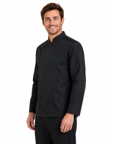 Bluza kucharska męska długi rekaw kolor czarny widok z boku.png