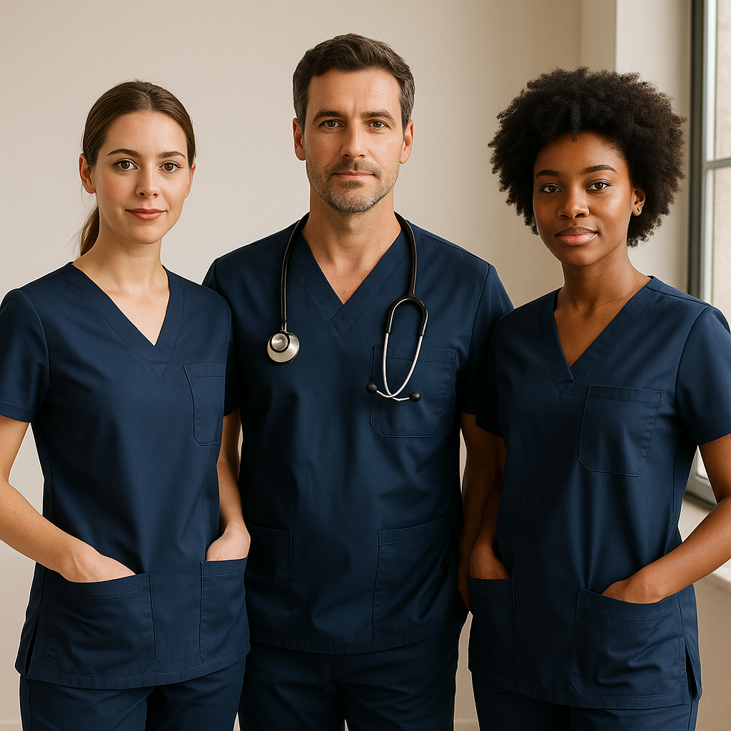 Kako izbrati premium medicinska oblačila za skupinske fotografije in stik s pacienti?